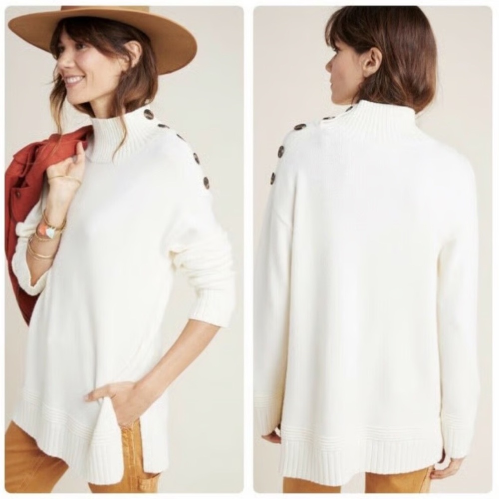 Anthropologie Cream Turtleneck Sweater